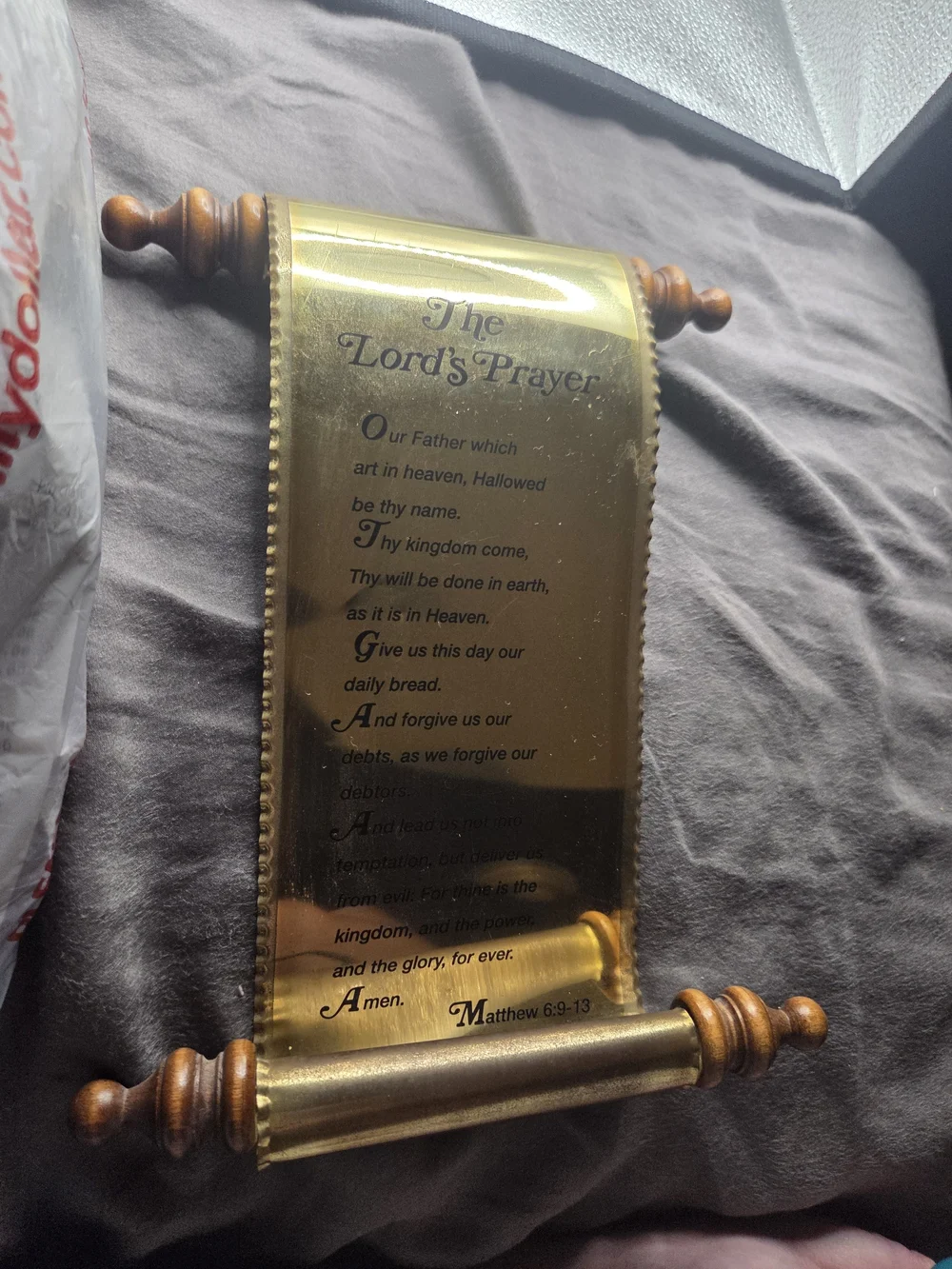 Vintage HOMCO wall plaque with The Lord's Prayer